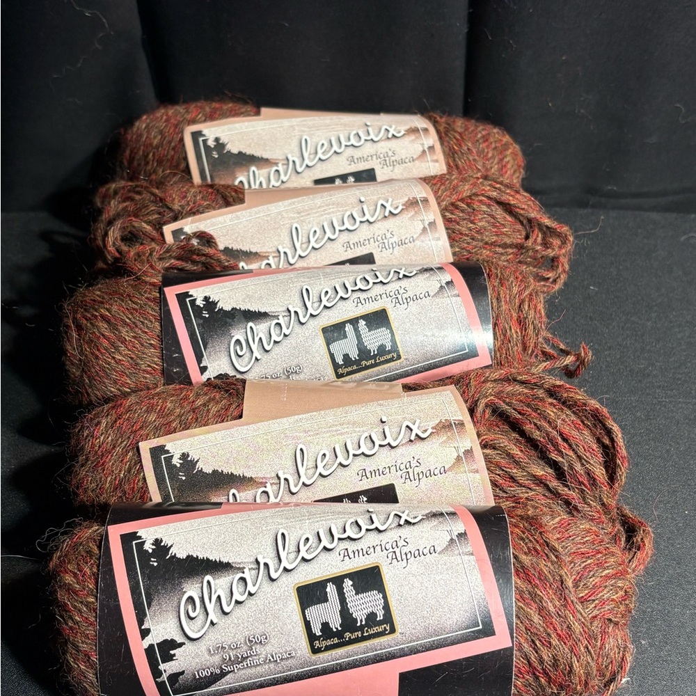 Charlevoix Alpaca Blend Yarn - Rustic Brown Multi lot of 5. 91 yard color 2012